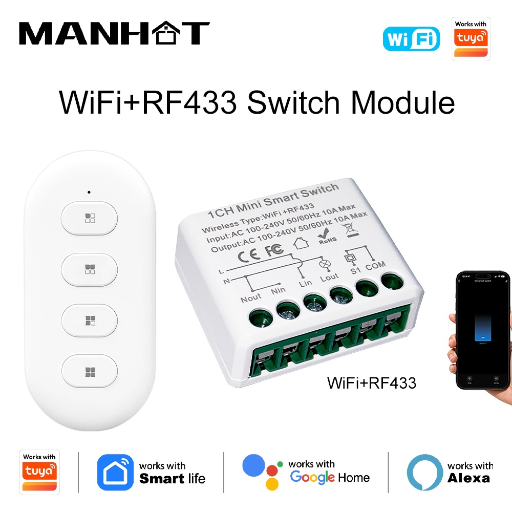 Diy Automation - Für Tuya WIFI 10A Smart-Lichtschalter RF433