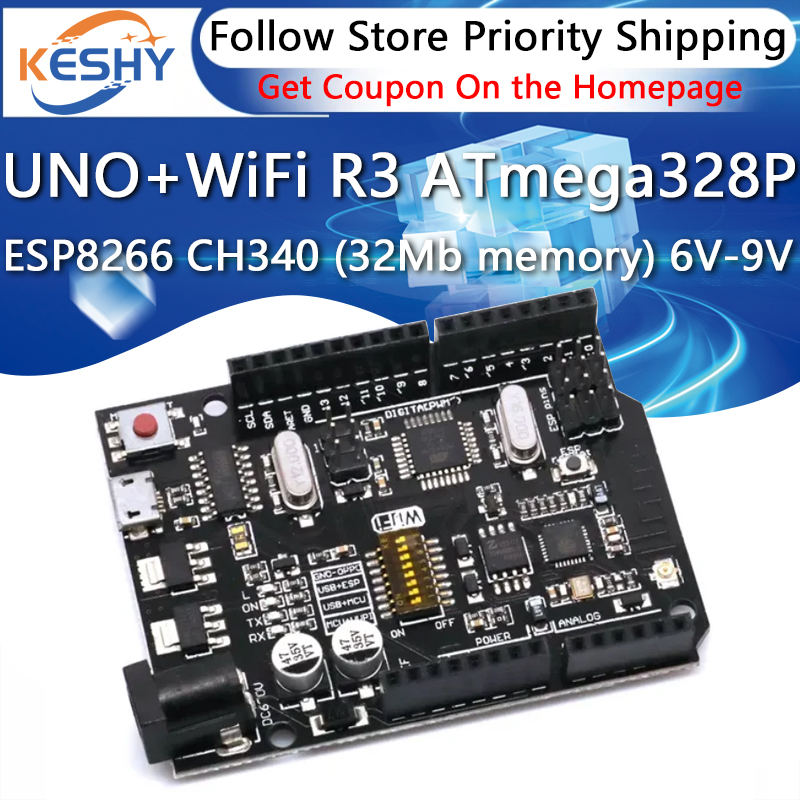 Esp8266 Nodemcu Board - UNO+WiFi R3 ATmega328P+ESP8266 CH340 (32 MB